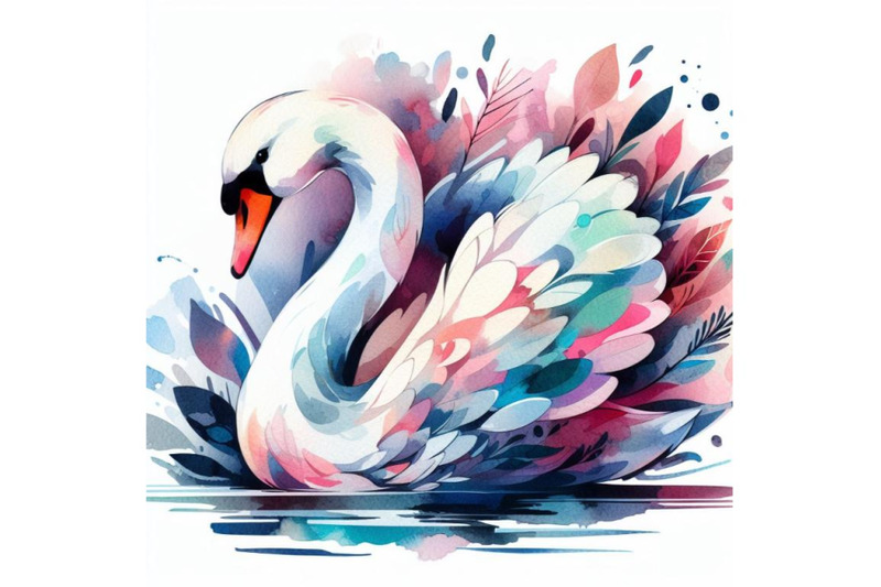 swan-watercolor-abstract-graphic-colored-bird-print