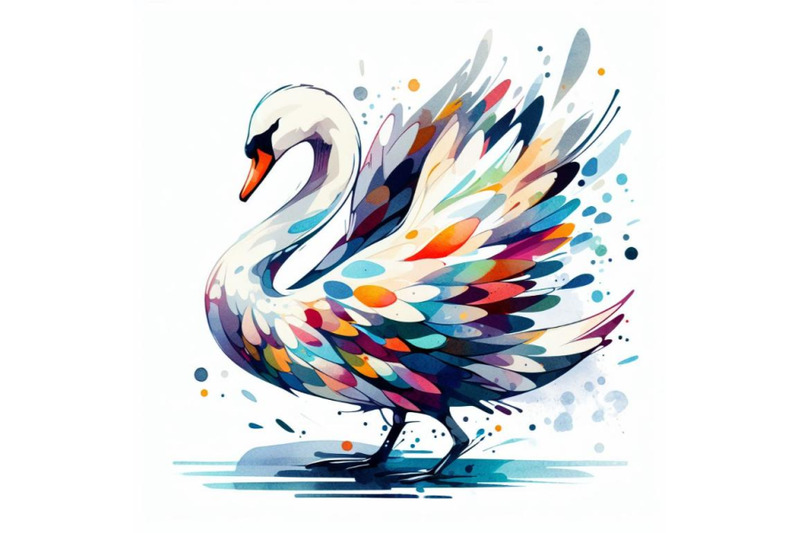 swan-watercolor-abstract-graphic-colored-bird-print