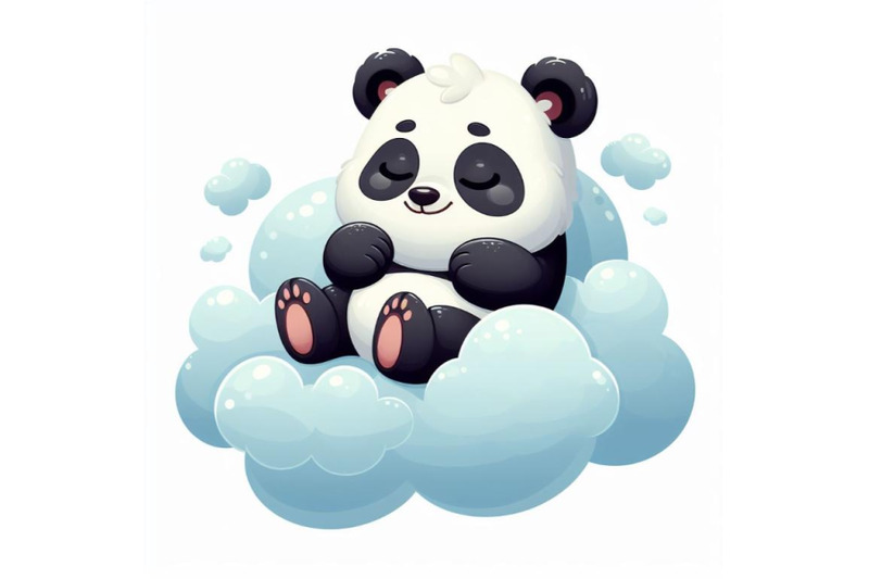 vector-bear-panda-lying-on-a-cloud-isolated-on-white-background