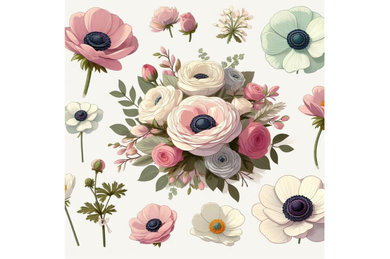 rose-anemone-pale-flowers-vector-design