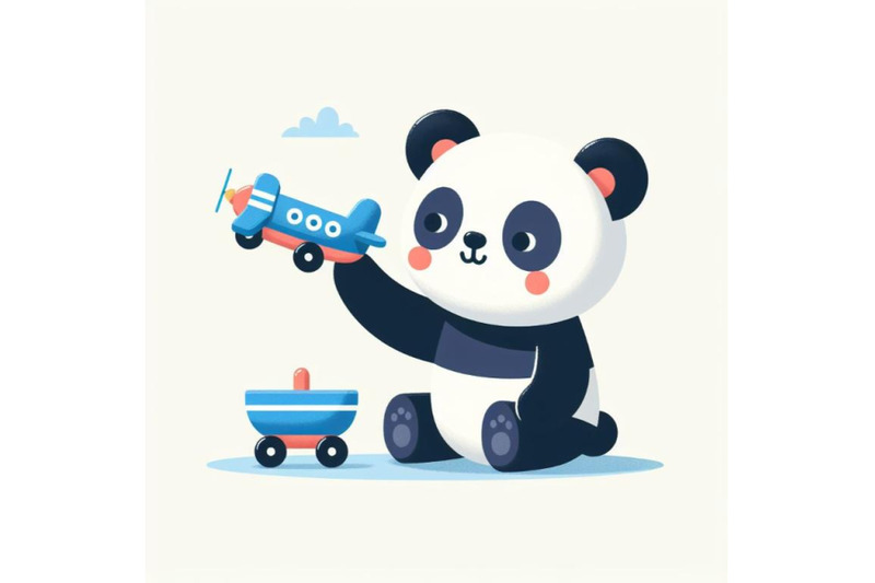 vector-flat-panda-playing-airplane-toy-stock-vector-minimal-image-iso