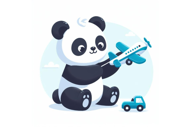 vector-flat-panda-playing-airplane-toy-stock-vector-minimal-image-iso