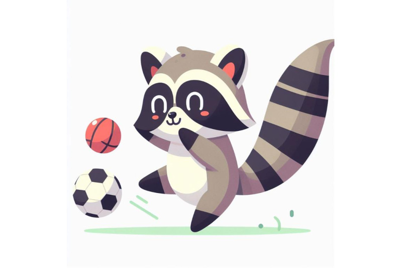 vector-flat-raccoon-playing-ball-stock-vector-minimal-image-isolated-o