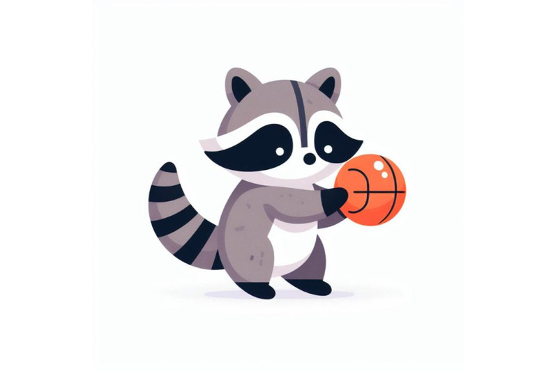 vector-flat-raccoon-playing-ball-stock-vector-minimal-image-isolated-o