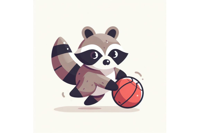 vector-flat-raccoon-playing-ball-stock-vector-minimal-image-isolated-o