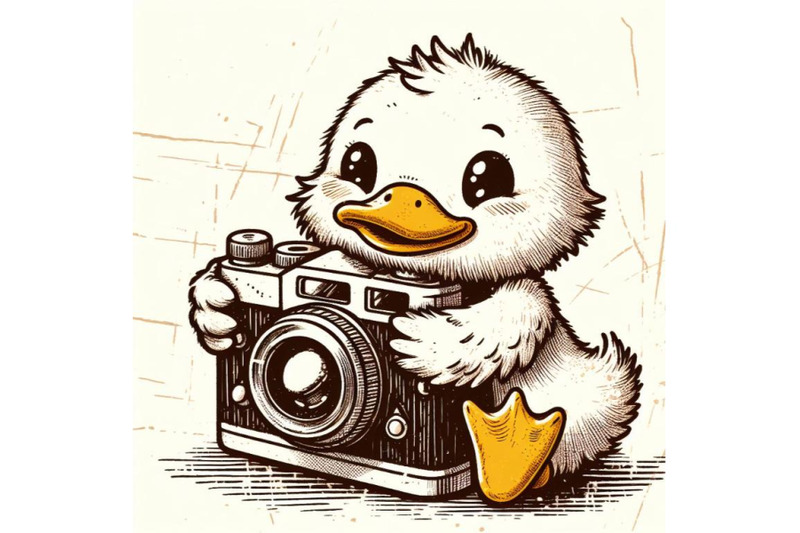 vector-illustration-of-hand-drawn-sketch-cartoon-baby-duck-hugs-his-ph