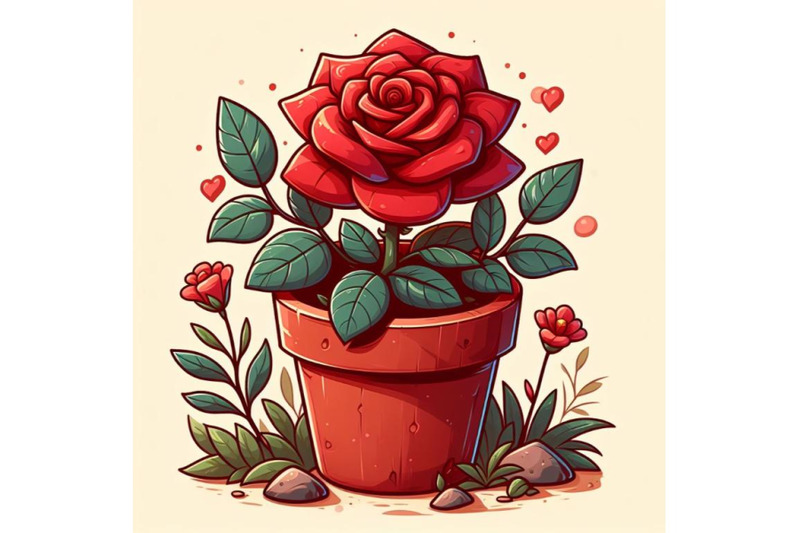 red-rose-in-the-pot