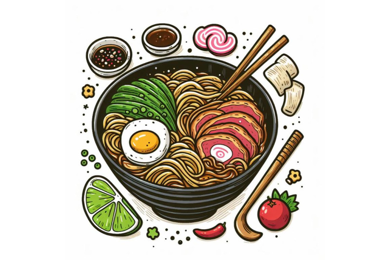 ramen-vector-illustration-for-doodle-art-on-white-background