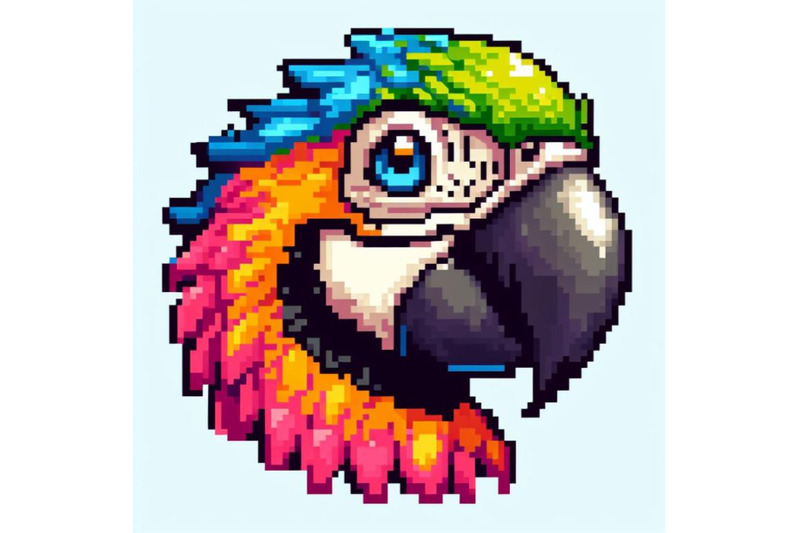 vector-pixel-art-parrot-head