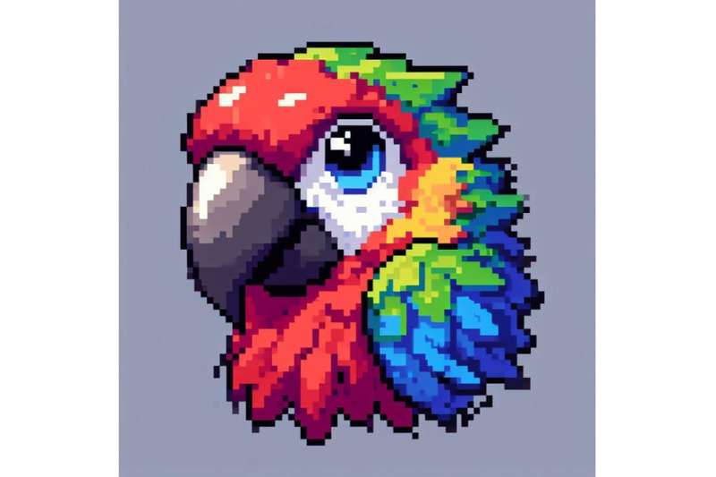 vector-pixel-art-parrot-head