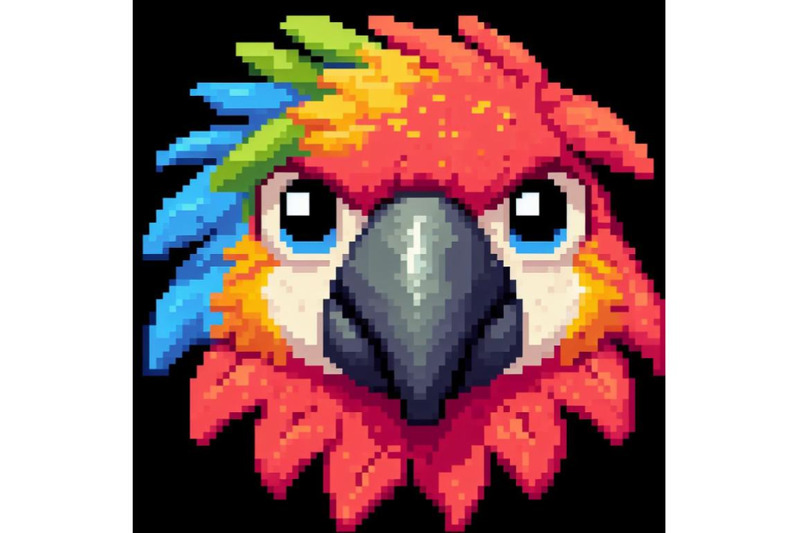 vector-pixel-art-parrot-head