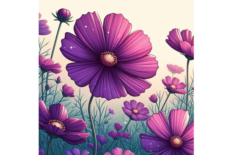 purple-cosmos-flower-digital-art