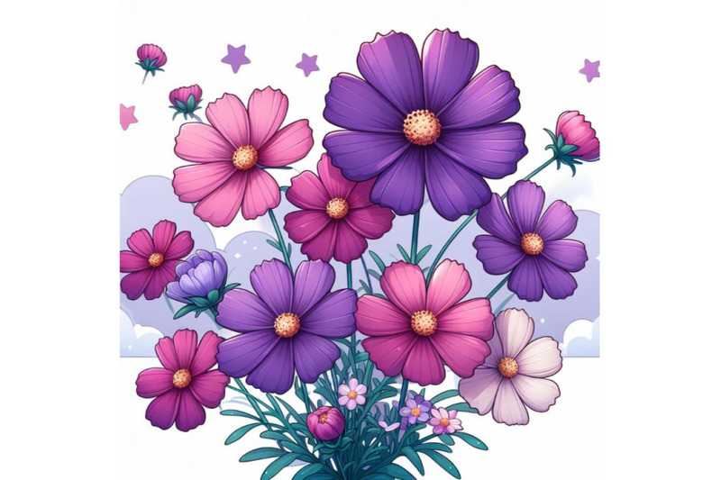 purple-cosmos-flower-digital-art