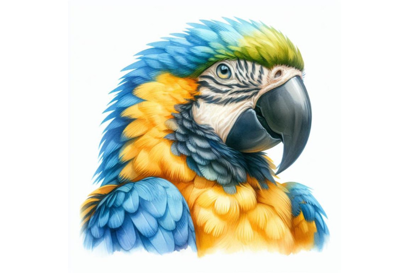 watercolor-closeup-portrait-of-blue-and-yellow-ara-macaw-parrot-or-ara