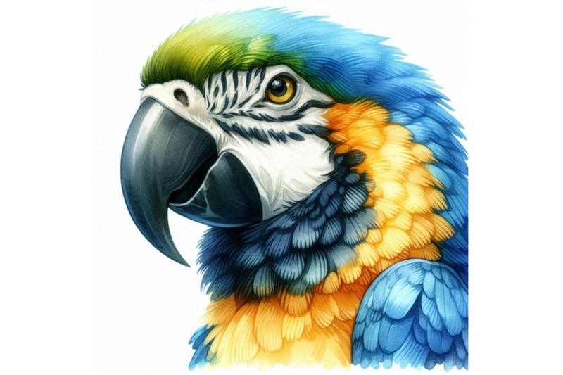 watercolor-closeup-portrait-of-blue-and-yellow-ara-macaw-parrot-or-ara