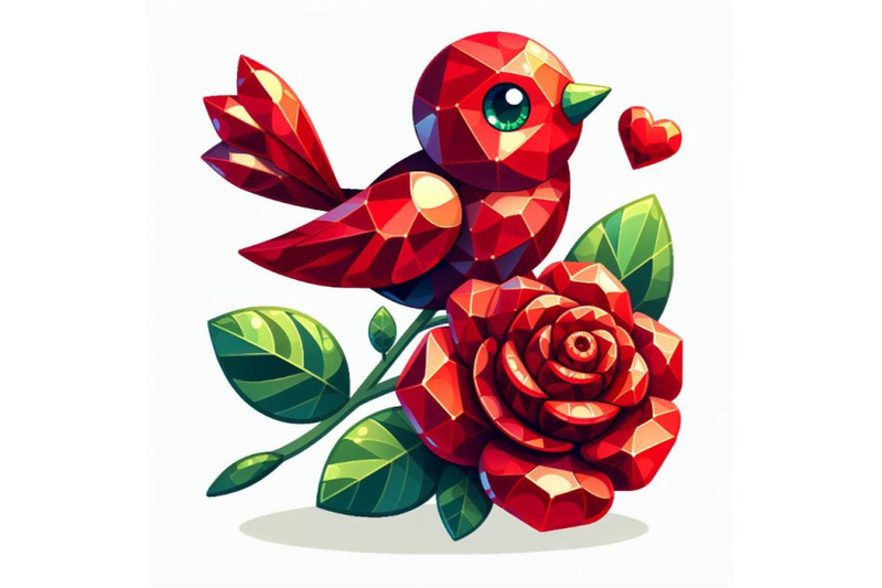 a-red-rose-made-of-beautiful-gemstones-bird-wildlife