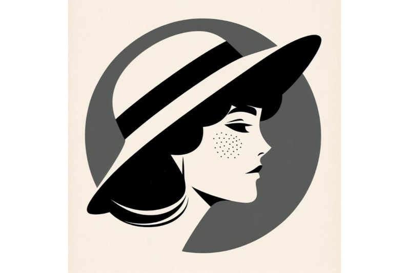 portrait-head-of-a-girl-in-a-hat-minimalist-art