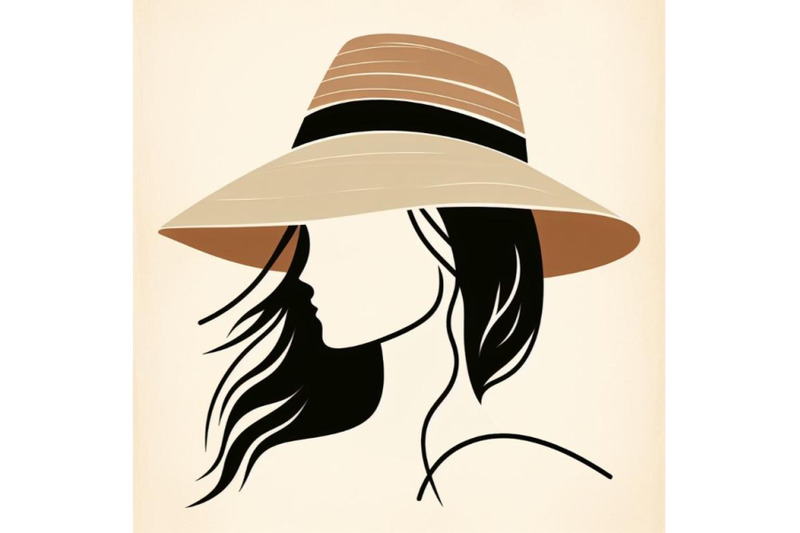 portrait-head-of-a-girl-in-a-hat-minimalist-art