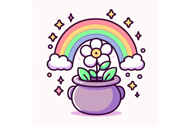 pot-of-flower-with-magic-rainbow