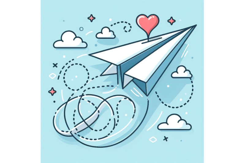 paper-plane-with-heart-path-flying-airplane-with-contour-dotted-trace