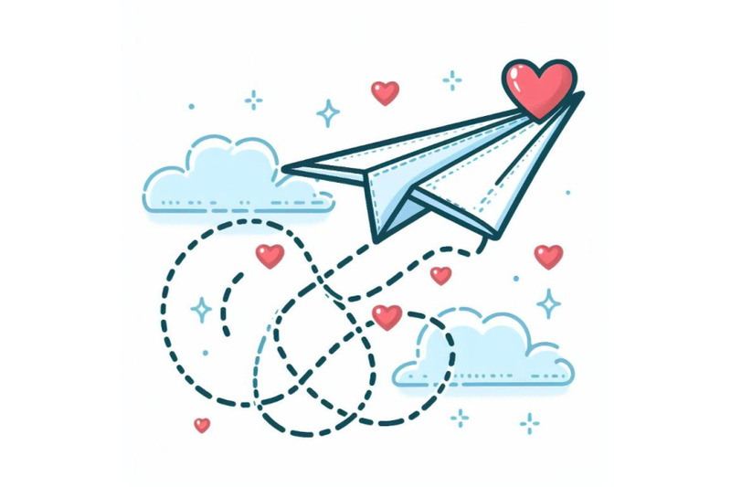 paper-plane-with-heart-path-flying-airplane-with-contour-dotted-trace