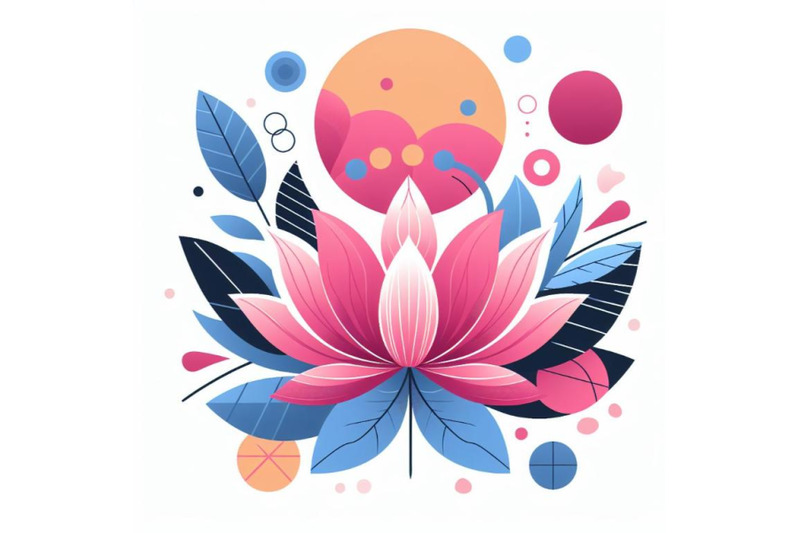 abstract-pink-lotus-colorful-vector-minimal-poster-on-white-background