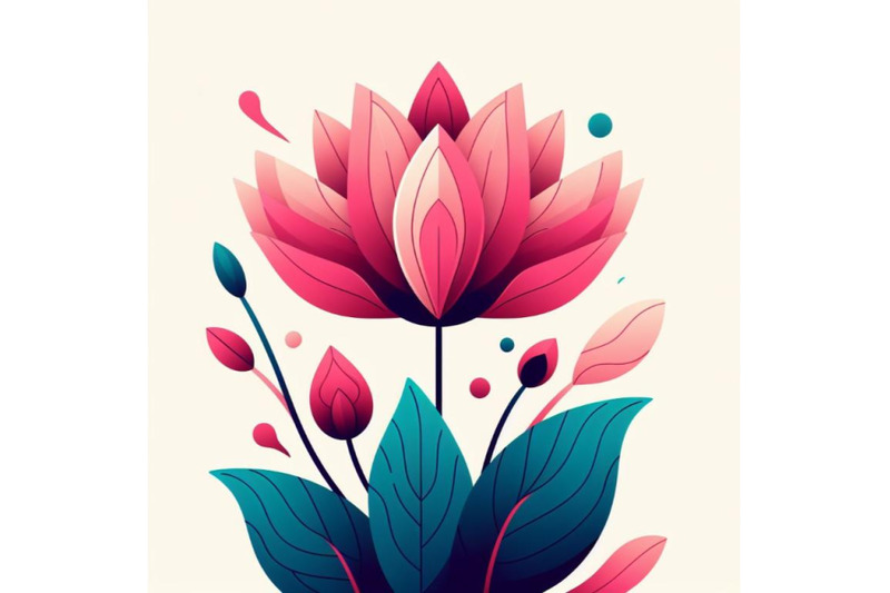 abstract-pink-lotus-colorful-vector-minimal-poster-on-white-background