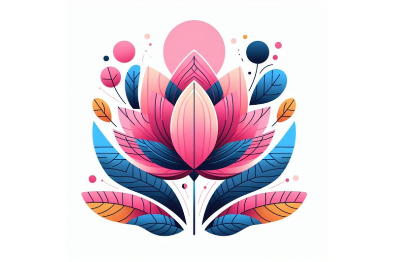 abstract-pink-lotus-colorful-vector-minimal-poster-on-white-background