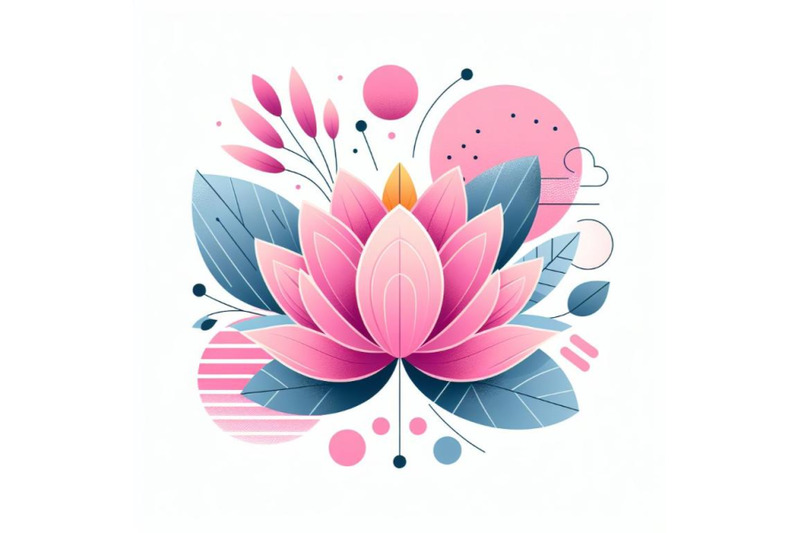 abstract-pink-lotus-colorful-vector-minimal-poster-on-white-background