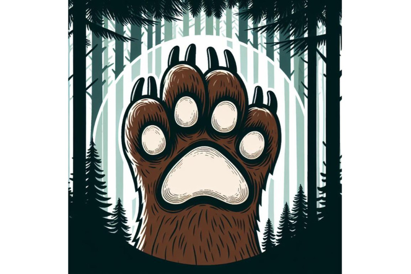 paw-of-a-bear-inside-a-silhouette-of-a-forest-a-bear