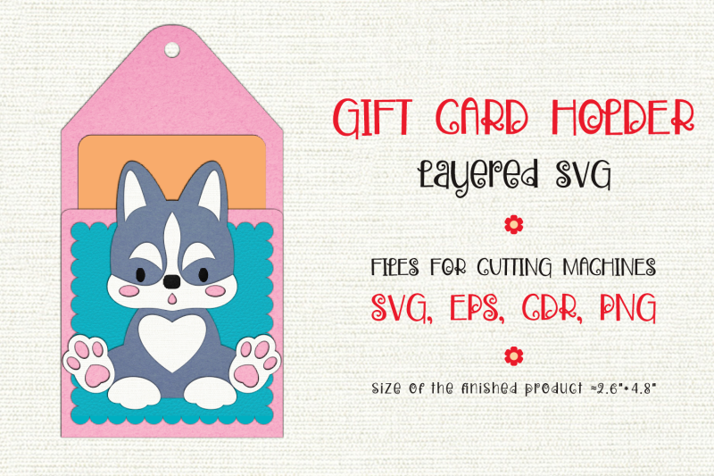 husky-puppy-gift-card-holder-paper-craft-template