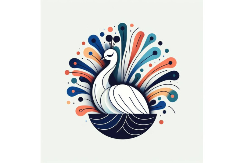 abstract-white-peacock-colorful-vector-minimal-poster