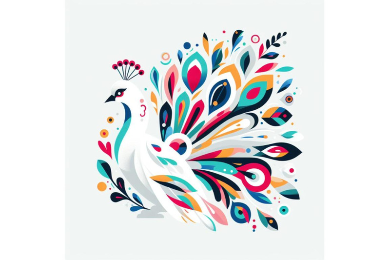 abstract-white-peacock-colorful-vector-minimal-poster