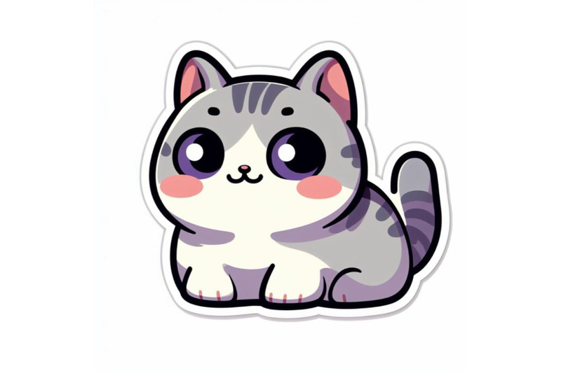 art-design-in-cat-sticker-die-cut-of-kitten-with-minimal-concept