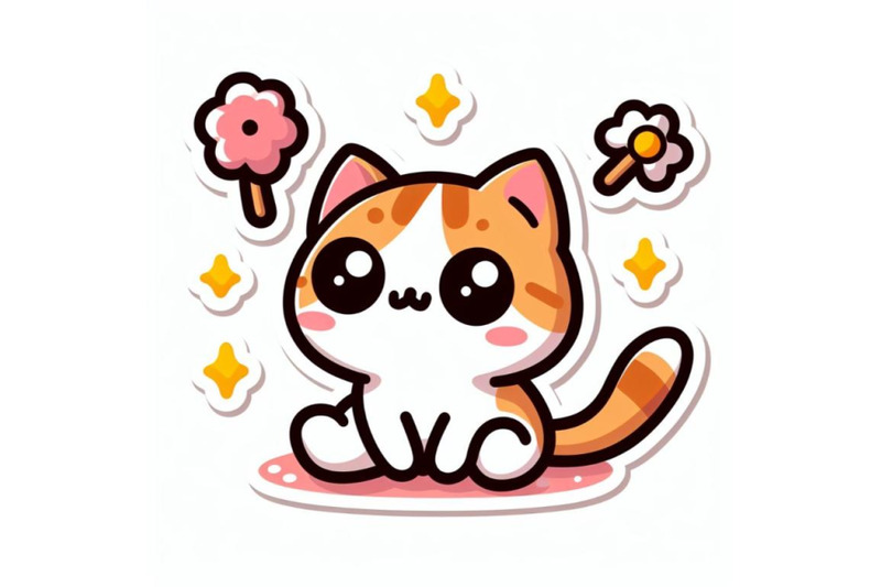 art-design-in-cat-sticker-die-cut-of-kitten-with-minimal-concept