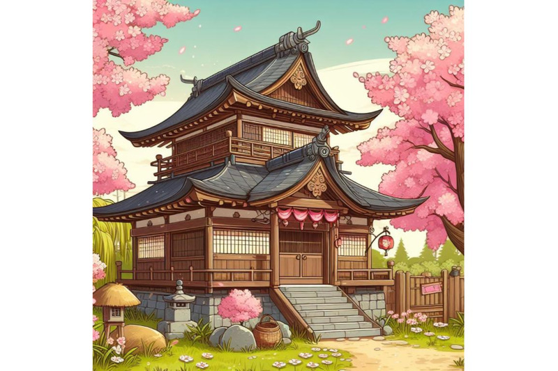 japan-traditional-house-at-cherry-blossom-season