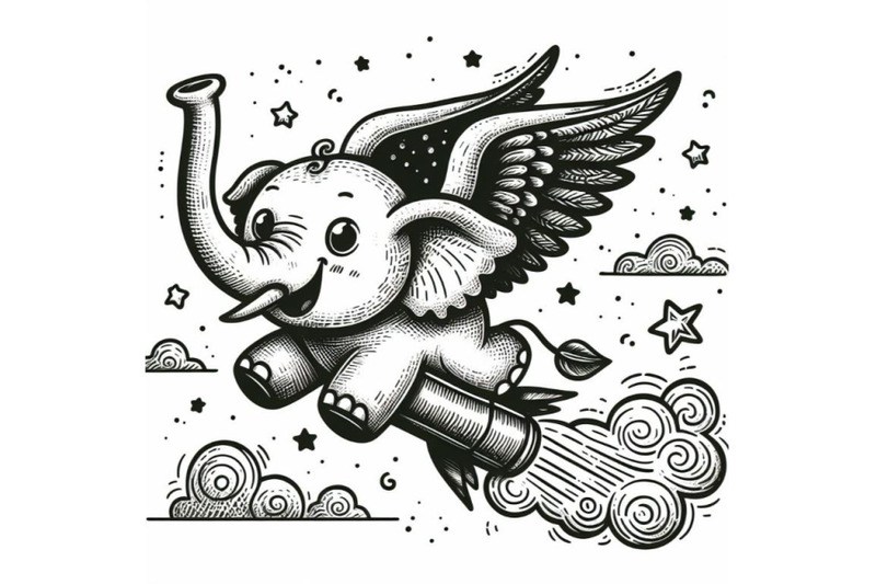 flying-elephant-doodle-art-on-white-background