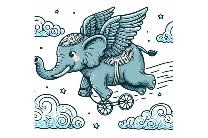 flying-elephant-doodle-art-on-white-background