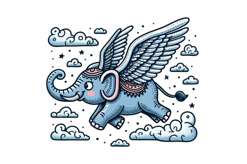 flying-elephant-doodle-art-on-white-background