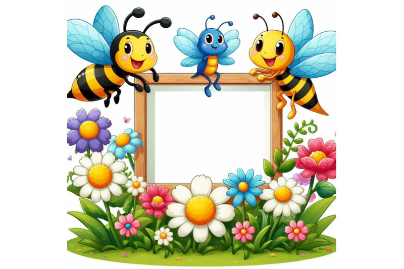 flower-bee-butterfly-dragonfly-stand-frame