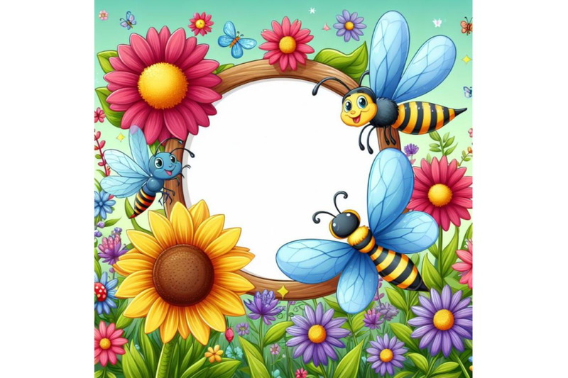 flower-bee-butterfly-dragonfly-stand-frame