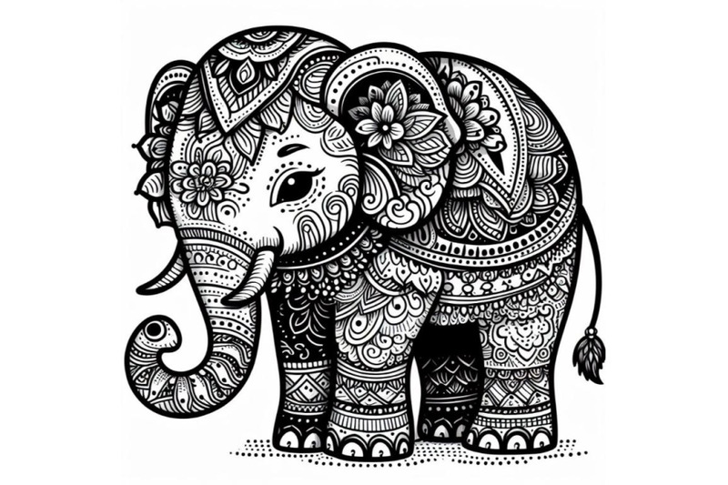 elephant-doodle-art-decorated-ornamental-india-traditional-on-white-ba