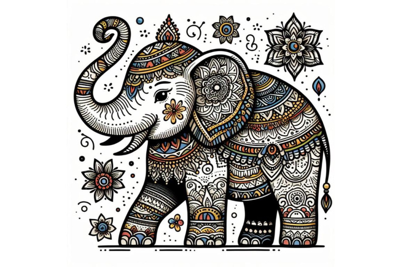 elephant-doodle-art-decorated-ornamental-india-traditional-on-white-ba