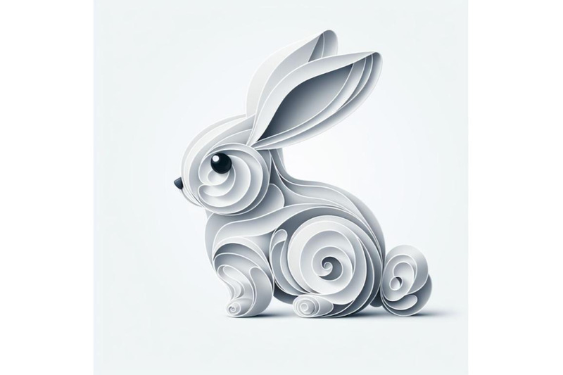 bunny-made-of-paper-abstract-art-on-white-background