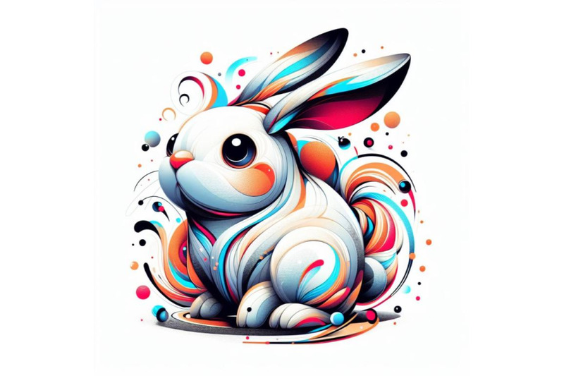 digital-art-abstract-bunny-on-white-background-cartoon