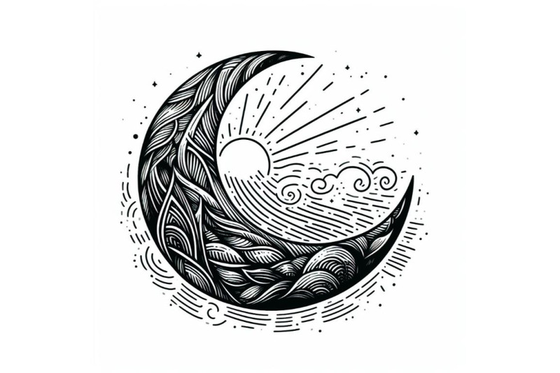 crescent-hand-drawn-in-abstract-style-on-a-white-background