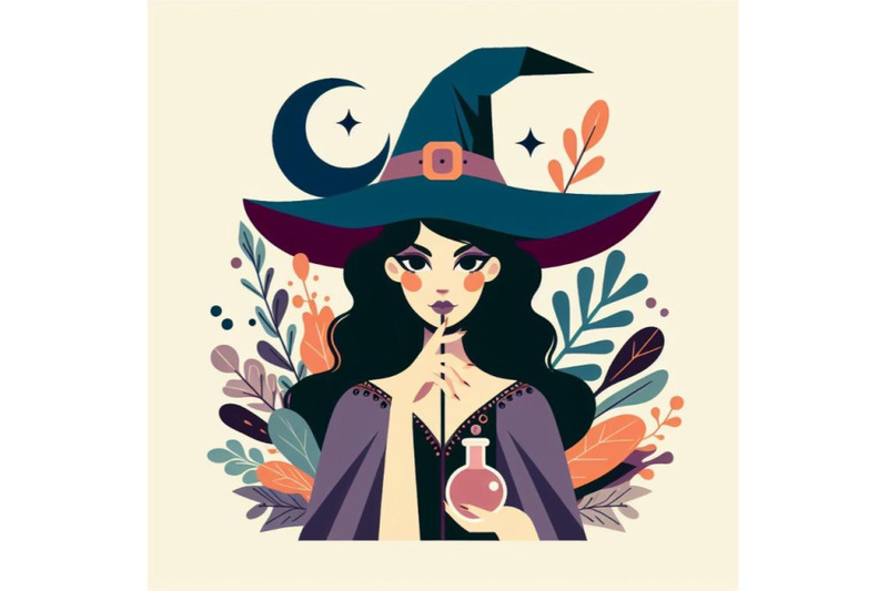 contemporary-beautiful-witch-design-art-print-minimal-portrait-abstrac