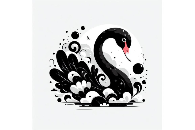 digital-art-abstract-black-swan-on-white-background