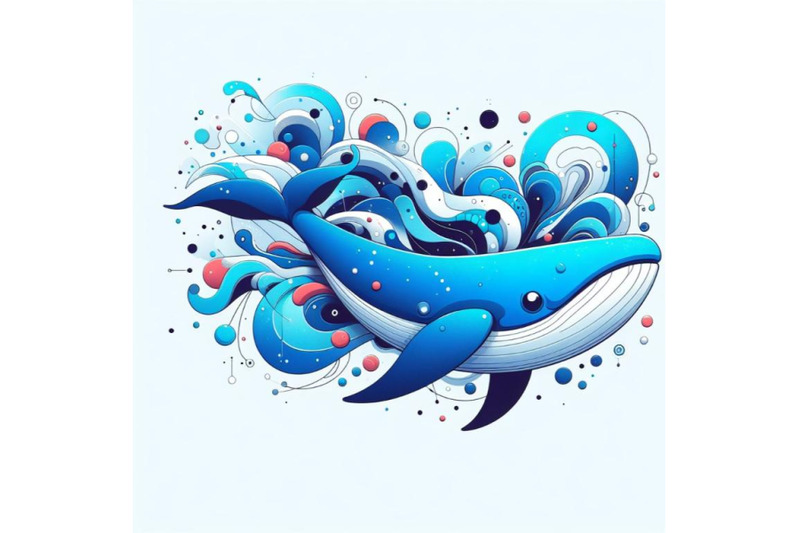 digital-art-abstract-blue-whale-on-white-background