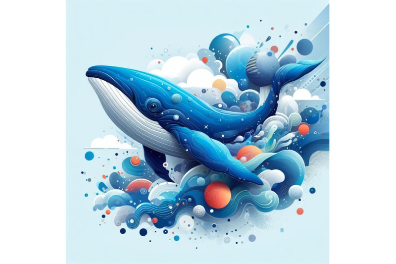 digital-art-abstract-blue-whale-on-white-background